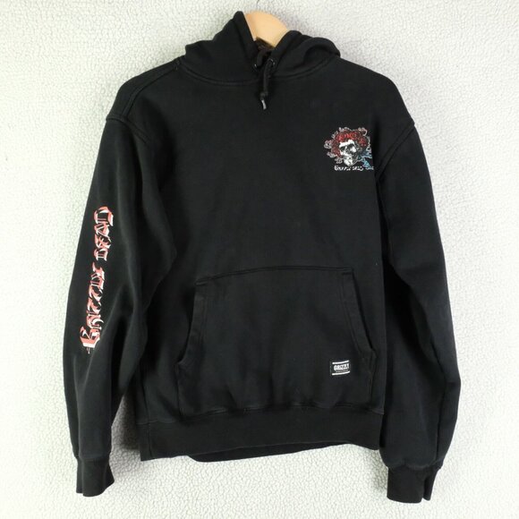 Grizzly Walking Dead Hoodie Womens Medium Black Skull & Roses Graphic Sweatshirt - Picture 2 of 11